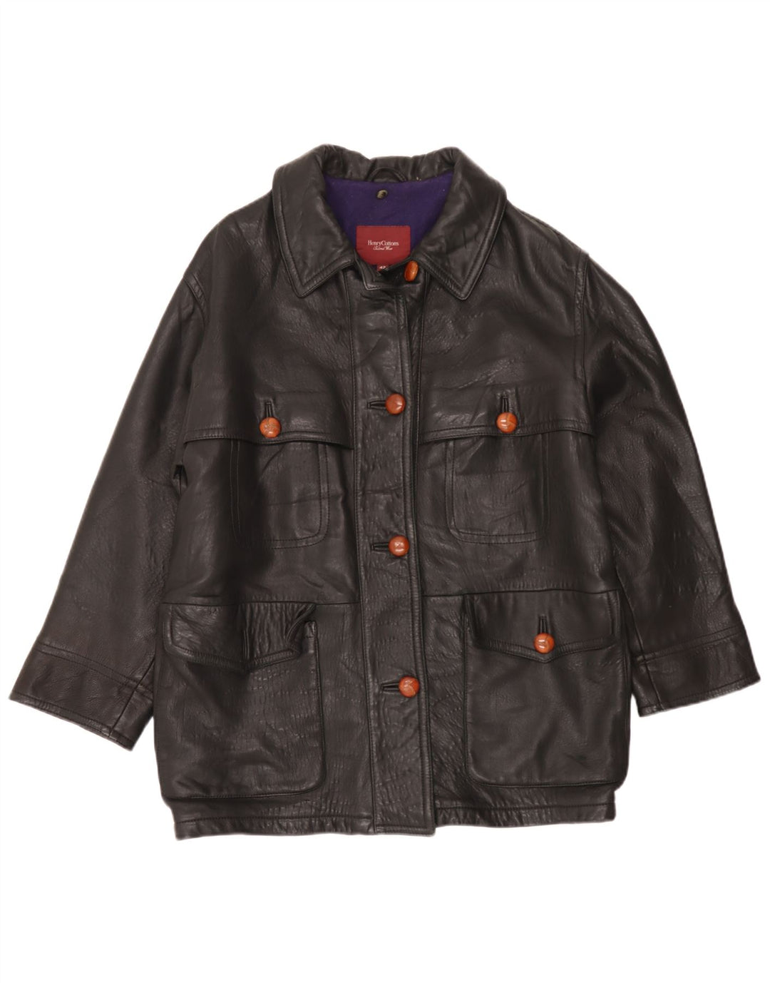 Giacca in pelle oversize da donna Henry Cottons IT 42 Pelle nera media