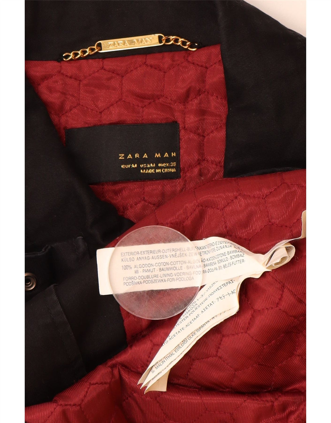 Giacca utilitaria da uomo ZARA UK 38 cotone nero medio