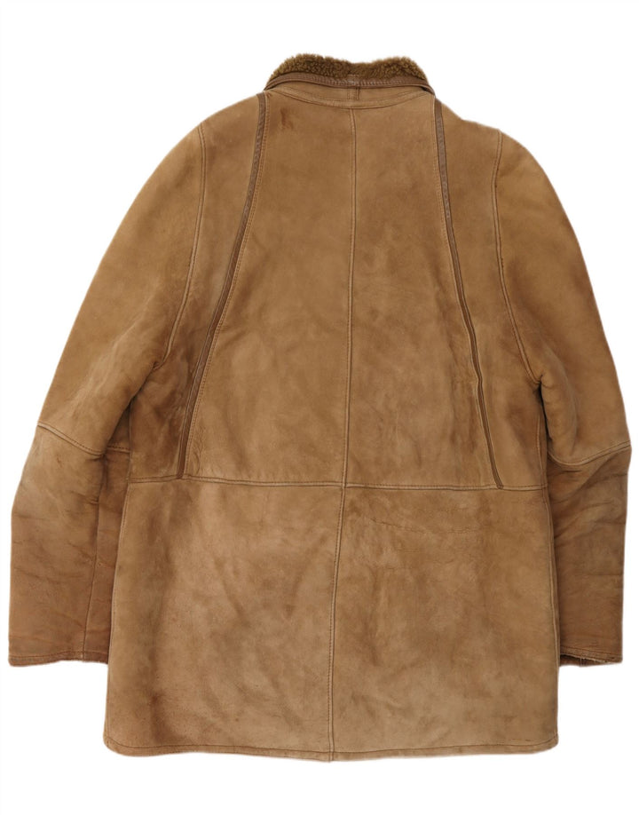 Cappotto vintage in shearling da uomo UK 40 grande marrone