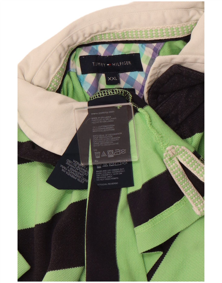 TOMMY HILFIGER Polo da rugby da uomo 2XL Cotone a righe verdi