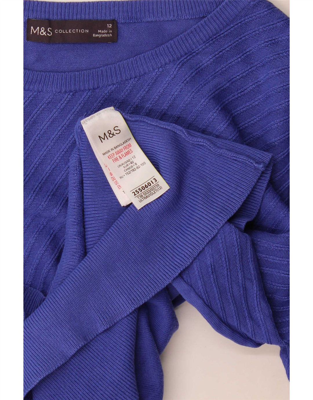 Maglione da donna Marks & Spencer con scollo a barca corto UK 12 Blu medio
