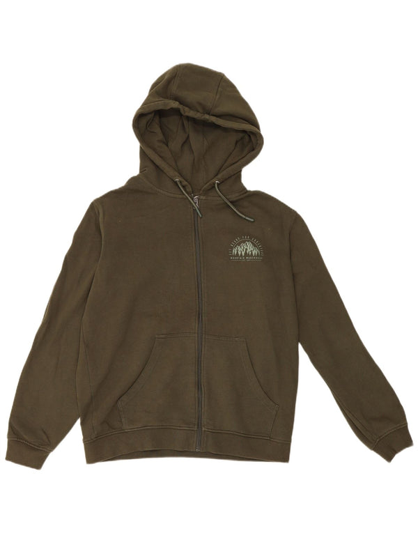 Mountain Warehouse Maglione con cappuccio e zip grafica da uomo piccolo in cotone kaki
