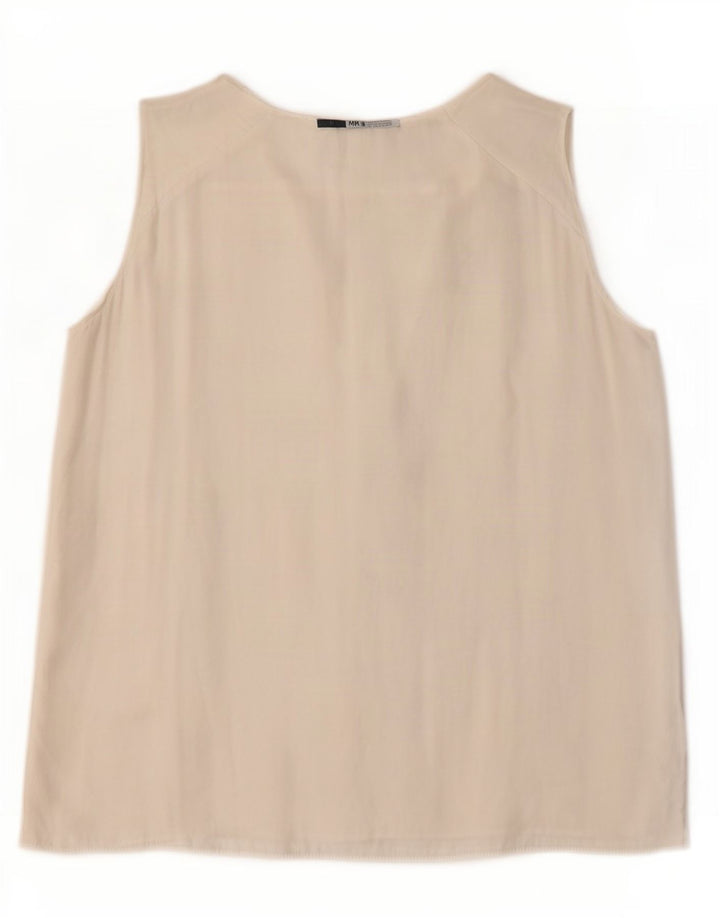Top Zara da donna, camicetta senza maniche con volant sul davanti, UK 12, bianco medio
