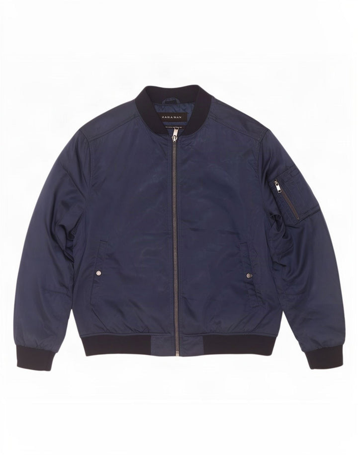 Giubbotto bomber da uomo Zara UK 44 2XL Poliestere color block blu navy