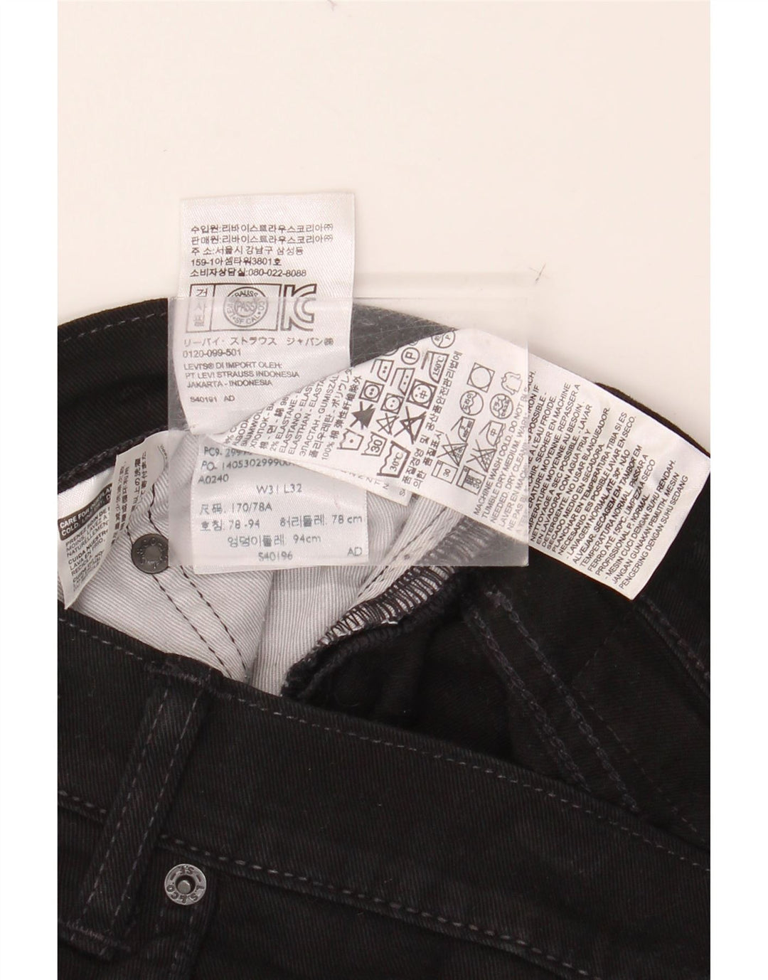 LEVI'S Jeans dritti da uomo 540 vestibilità rilassata W31 L32 cotone nero