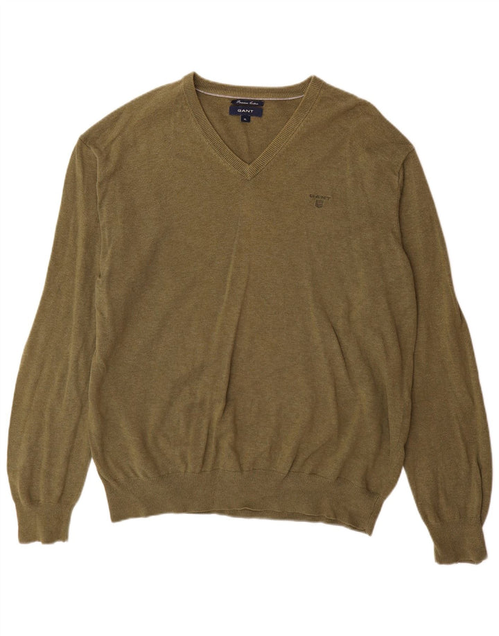 Gant Maglione da uomo con scollo a V XL in cotone kaki