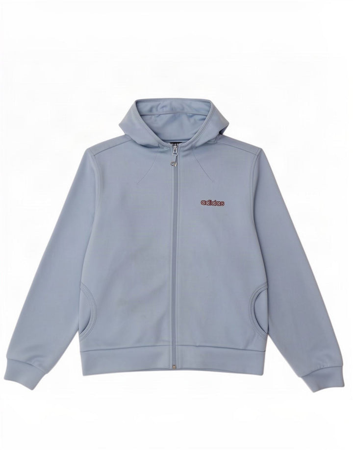 Maglione con cappuccio e zip da donna Adidas UK 14 Poliestere blu medio