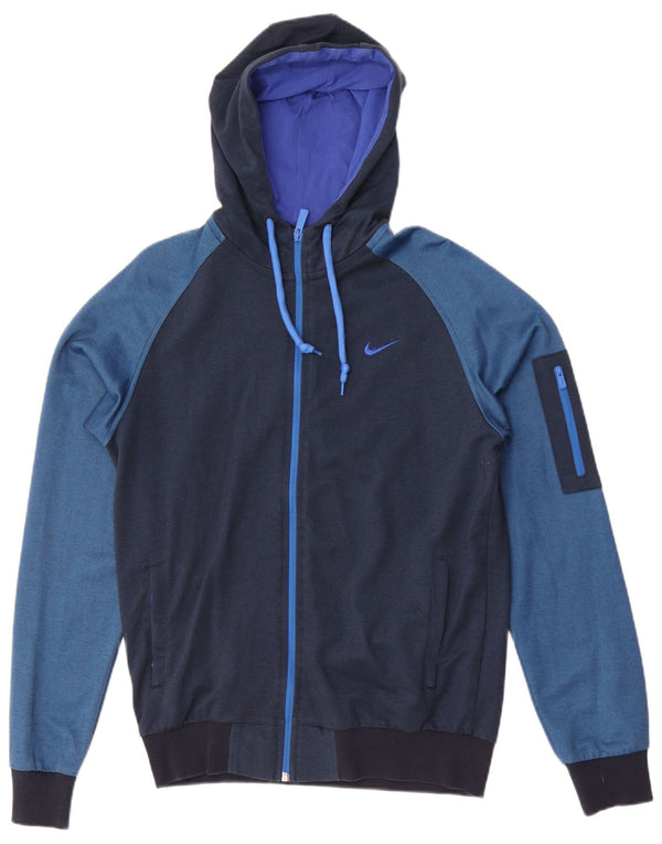 Felpa con cappuccio da donna Nike UK 16 Large in poliestere color block blu navy