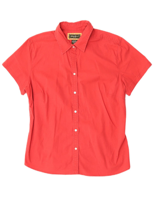 Camicia a maniche corte alta da donna Eddie Bauer UK 18 XL cotone rosso