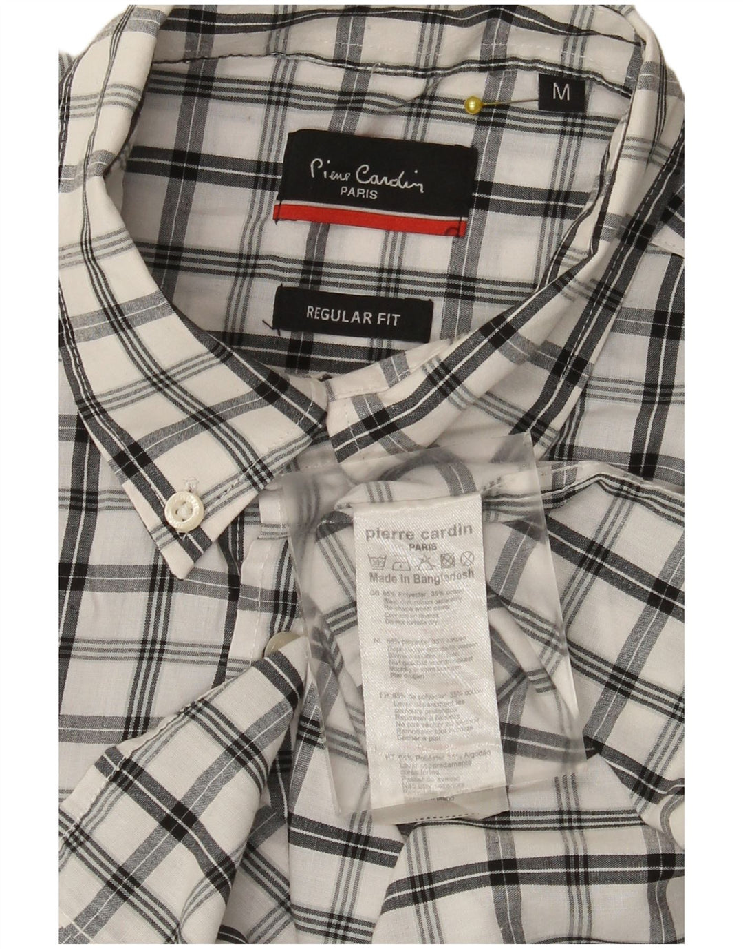Camicia da uomo a maniche corte Regular Fit Pierre Cardin a quadri bianchi medi