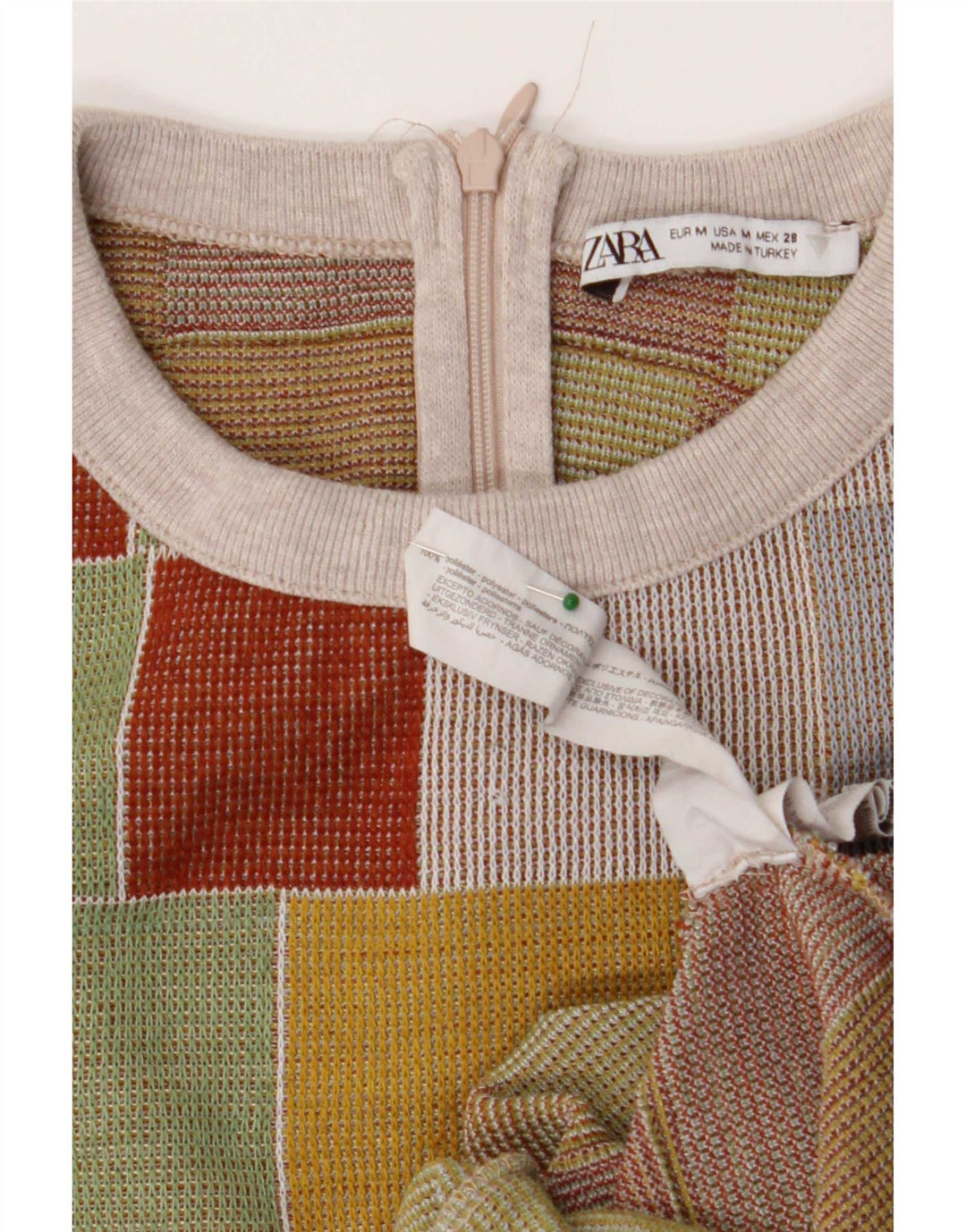 Abito aderente senza maniche da donna Zara UK 12 Medio multicolore geometrico