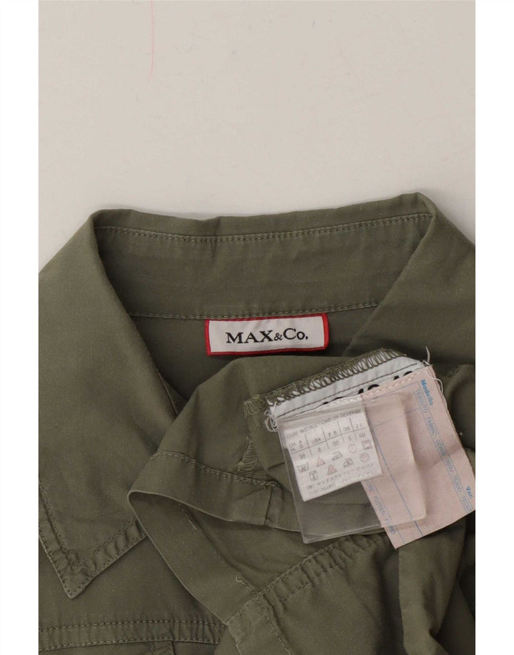 Max & Co. Maglia pullover a maniche corte da donna UK 8 Small Kaki