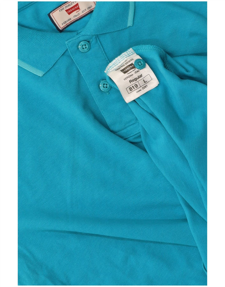 VINTAGE Mens Regular Polo Shirt Large Turquoise Cotton
