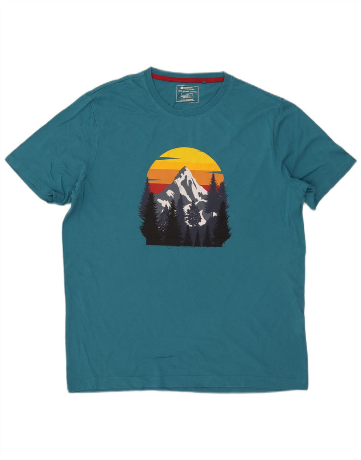 T-shirt grafica da uomo Mountain Warehouse Top grande in cotone blu