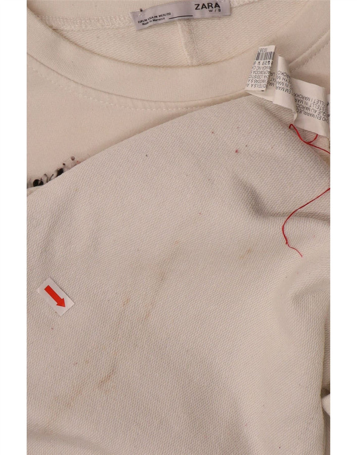Felpa Oversize Da Donna ZARA Maglione UK 14 Medium White Colourblock