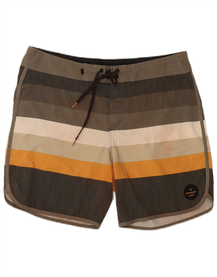 Pantaloncini da bagno da uomo Quiksilver grandi in poliestere a righe grigie