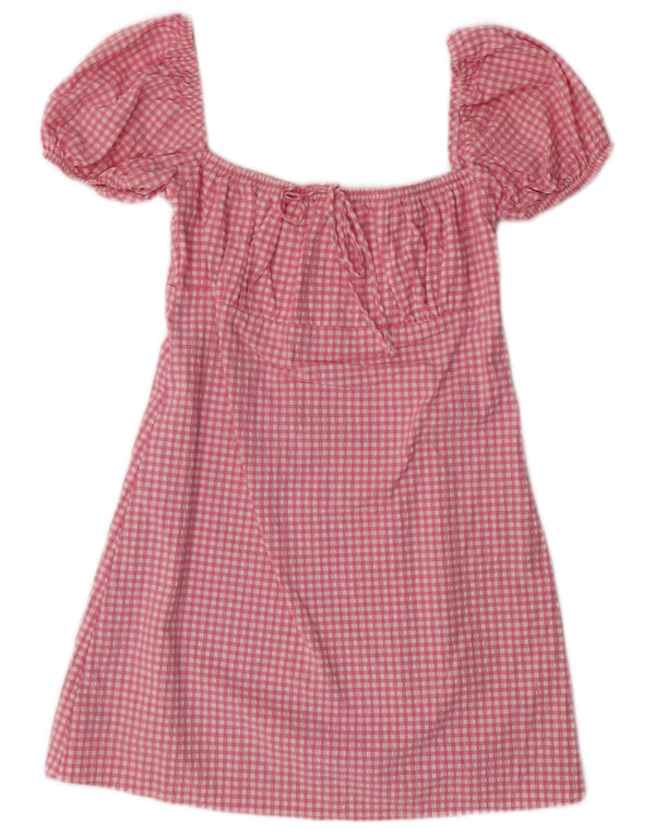 Prendisole a maniche corte da donna Zara UK 12 Medium Pink Gingham Bohemian