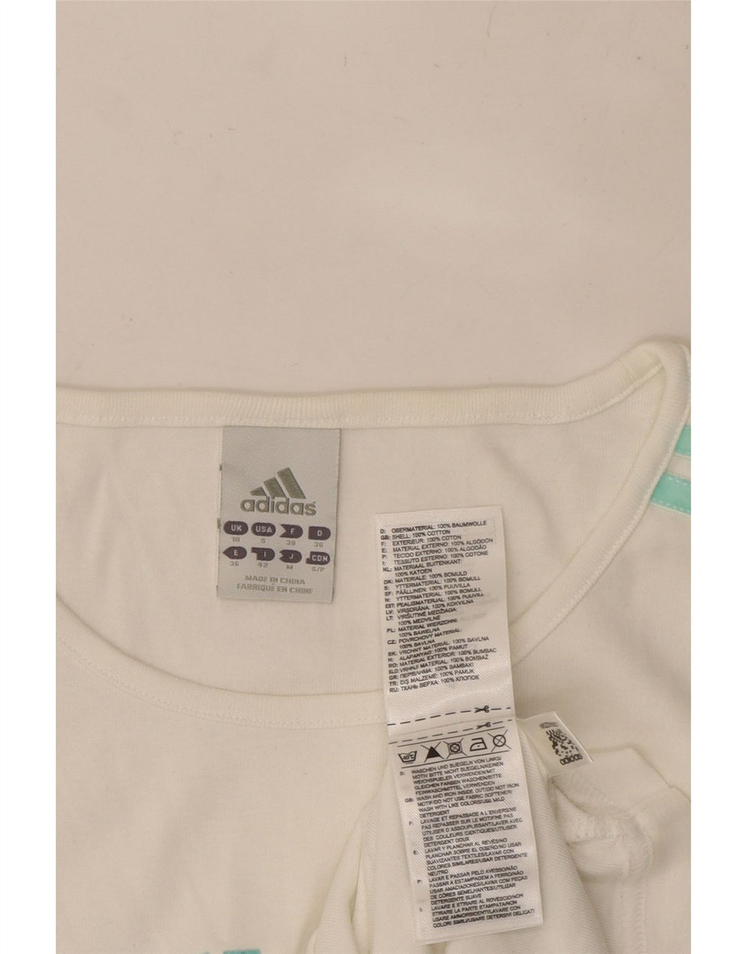 T-shirt grafica corta da donna ADIDAS UK 10 piccola in cotone bianco