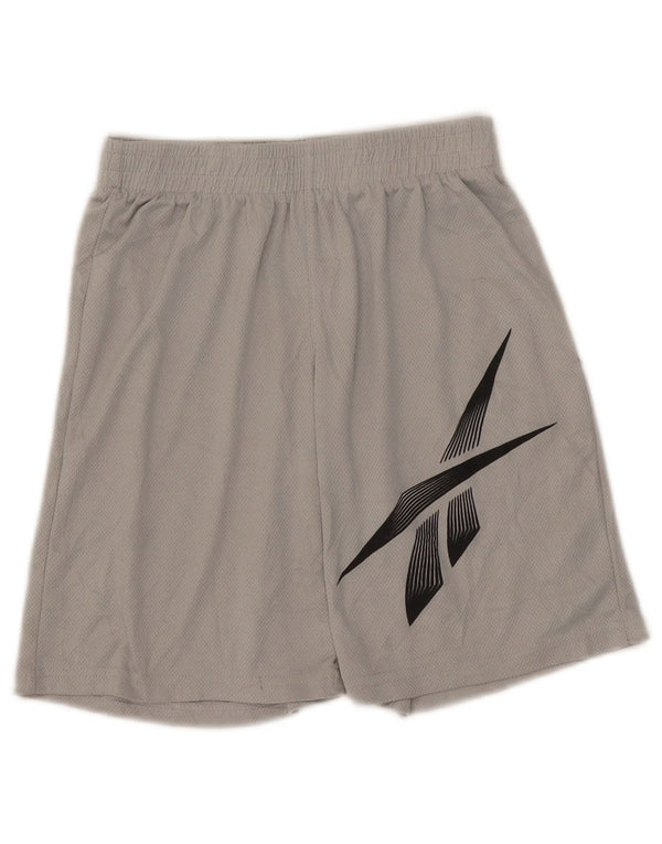 Pantaloncini sportivi Reebok da ragazzo con grafica 11-12 anni in poliestere grigio