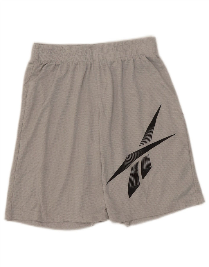 Pantaloncini sportivi Reebok da ragazzo con grafica 11-12 anni in poliestere grigio