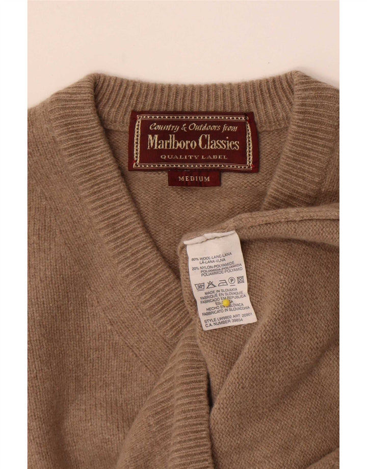 Marlboro Classics Maglione da uomo con scollo a V in lana marrone medio
