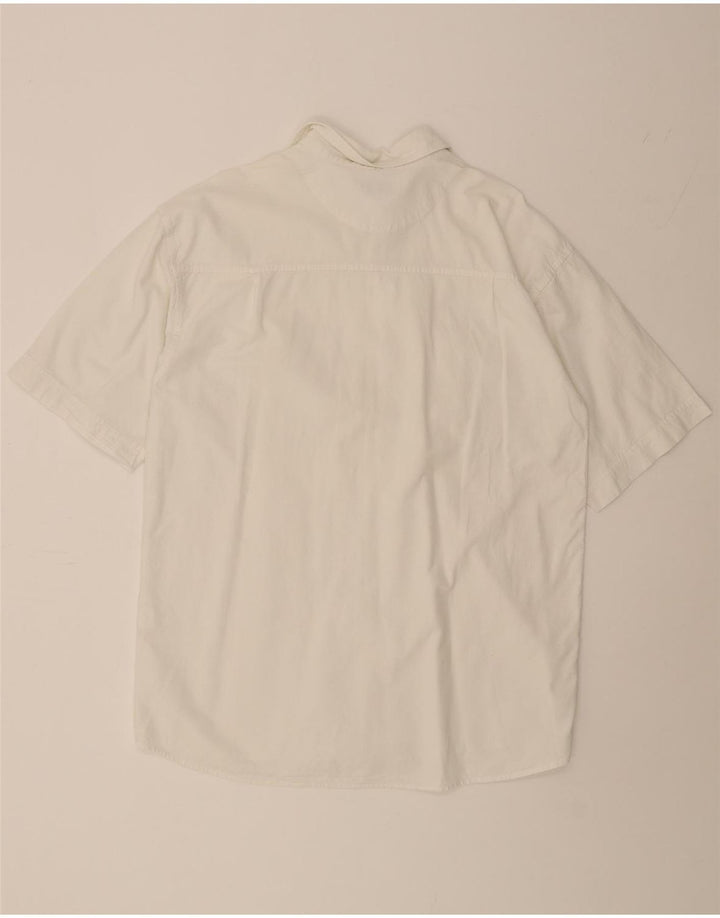 VINTAGE Mens Short Sleeve Shirt Medium White Cotton Vintage Vintage and Second-Hand Vintage from Messina Hembry 