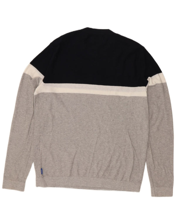 Maglione maglione girocollo da uomo Jack & Jones in cotone color block grigio medio