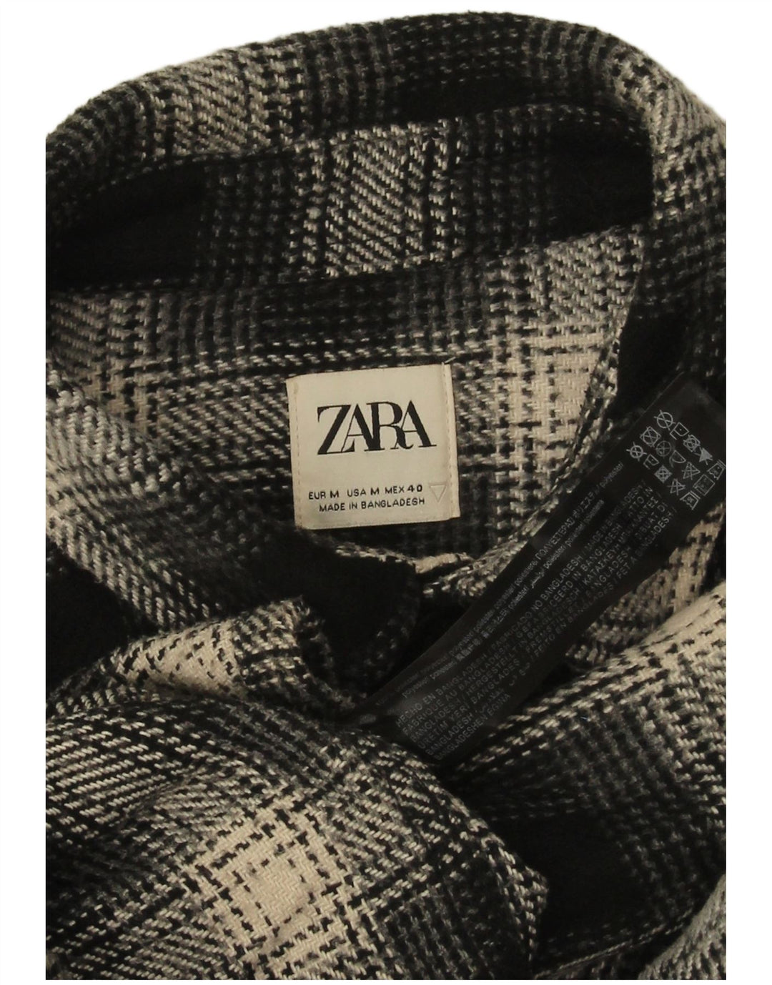 Camicia Zara da uomo in flanella poliestere medio a quadri nero