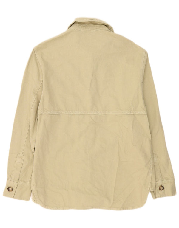 Camicia in denim oversize da donna Zara UK 10 piccola in cotone beige