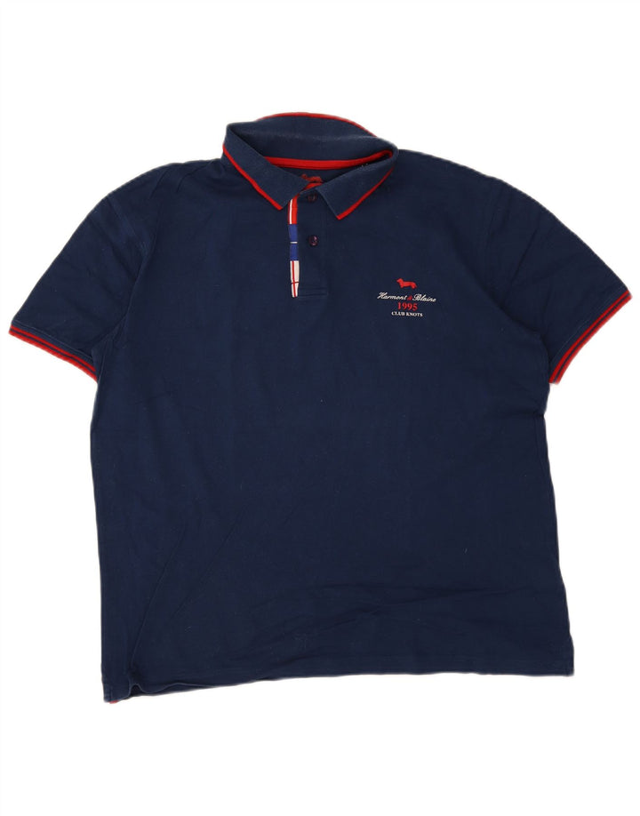Polo da uomo dalla vestibilità regolare Harmont & Blaine, grande, in cotone blu navy