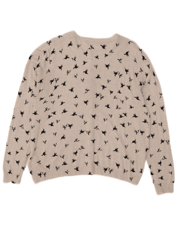 Maglione cardigan grafico da donna Marks & Spencer UK 18 XL viscosa grigia