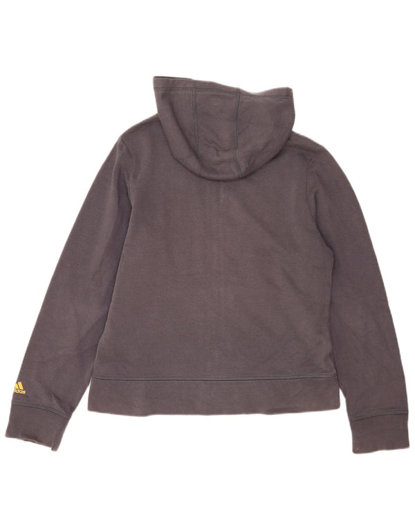 Maglione con cappuccio e zip grafica da donna Adidas UK 14 Cotone grigio medio