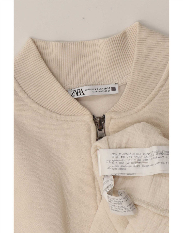Abito Zara da donna con zip intera UK 14 cotone bianco sporco medio