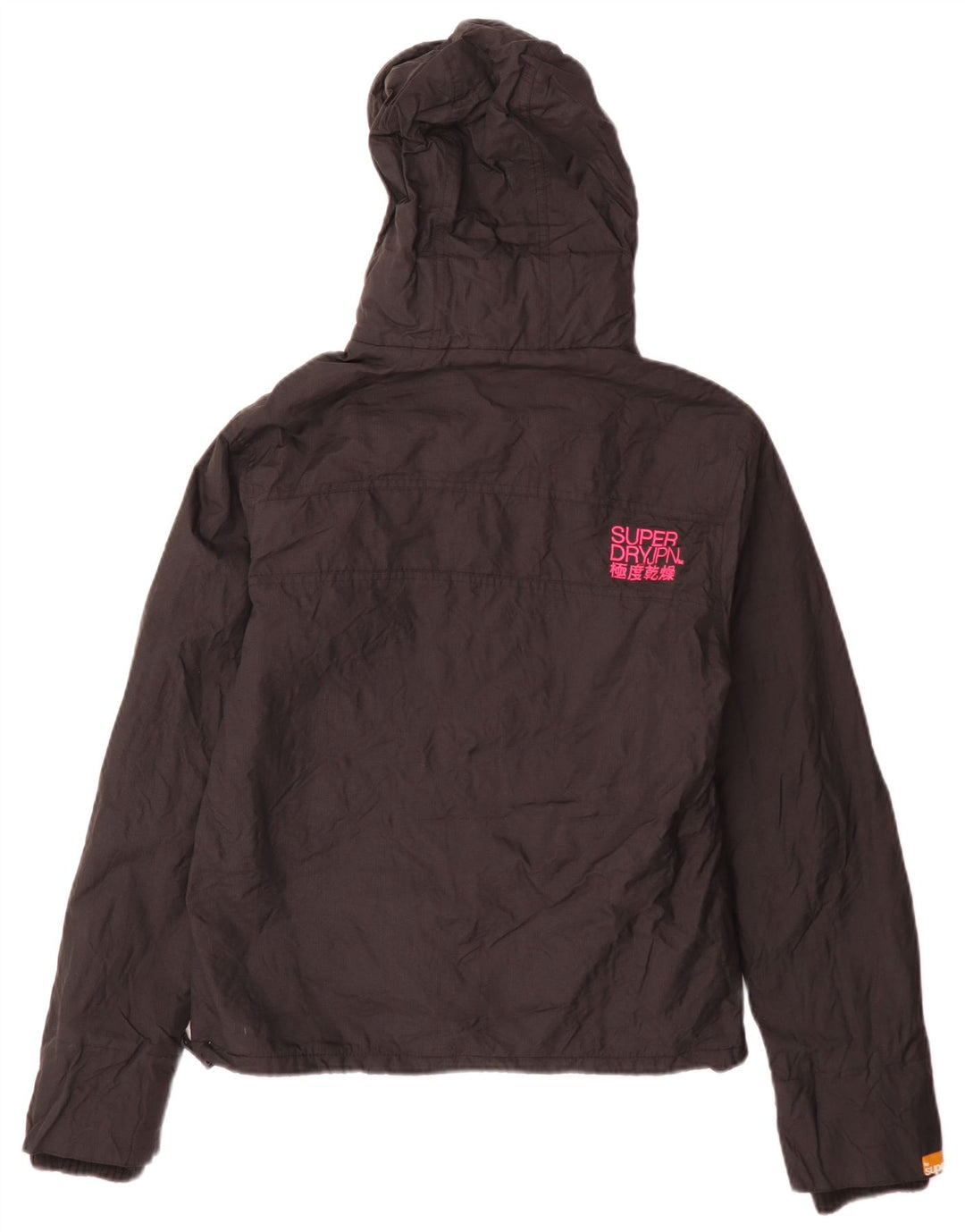 Giacca a vento con cappuccio da donna Superdry UK 16 grande nylon nero