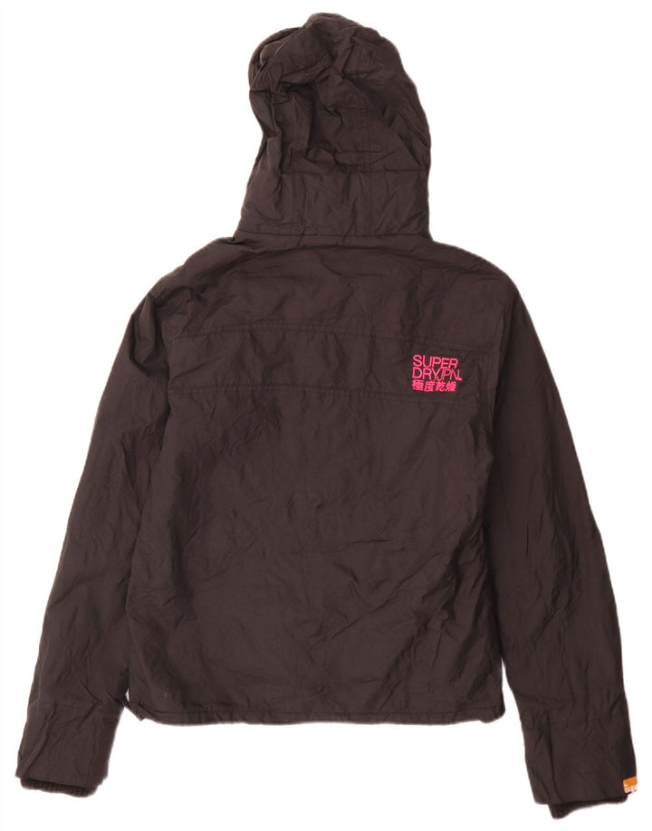 Giacca a vento con cappuccio da donna Superdry UK 16 grande nylon nero