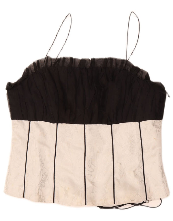 Top corsetto vintage da donna IT 48 XL Poliestere color block nero