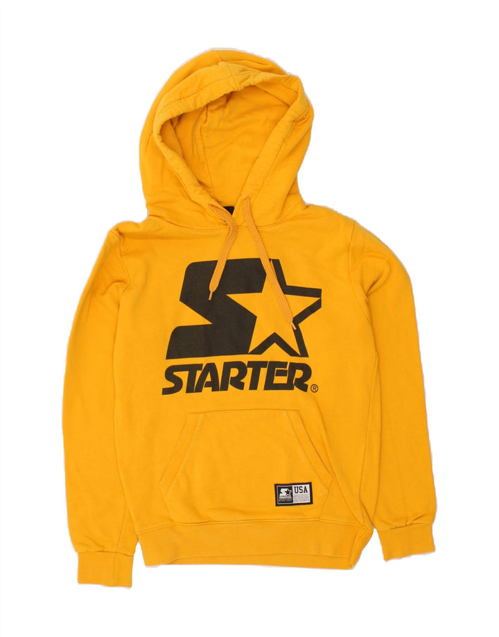 STARTER Mens Graphic Hoodie Jumper Small Yellow Vintage Starter and Second-Hand Starter from Messina Hembry 