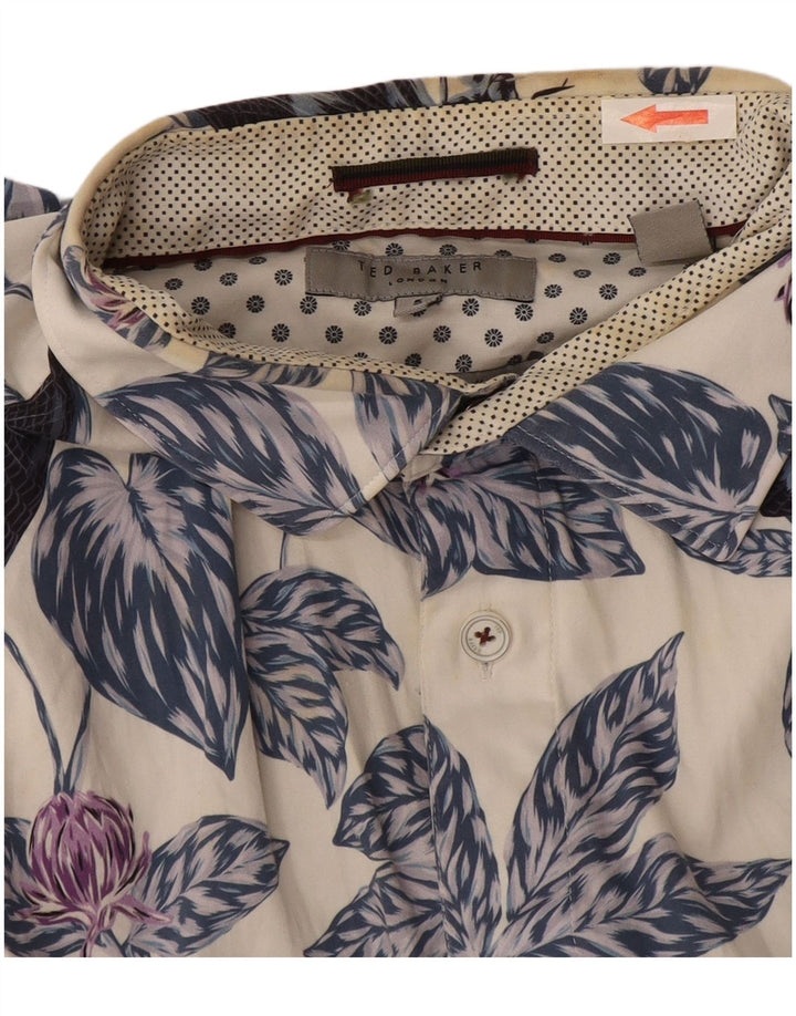 Ted Baker Camicia da uomo Taglia 5 XL Cotone floreale bianco