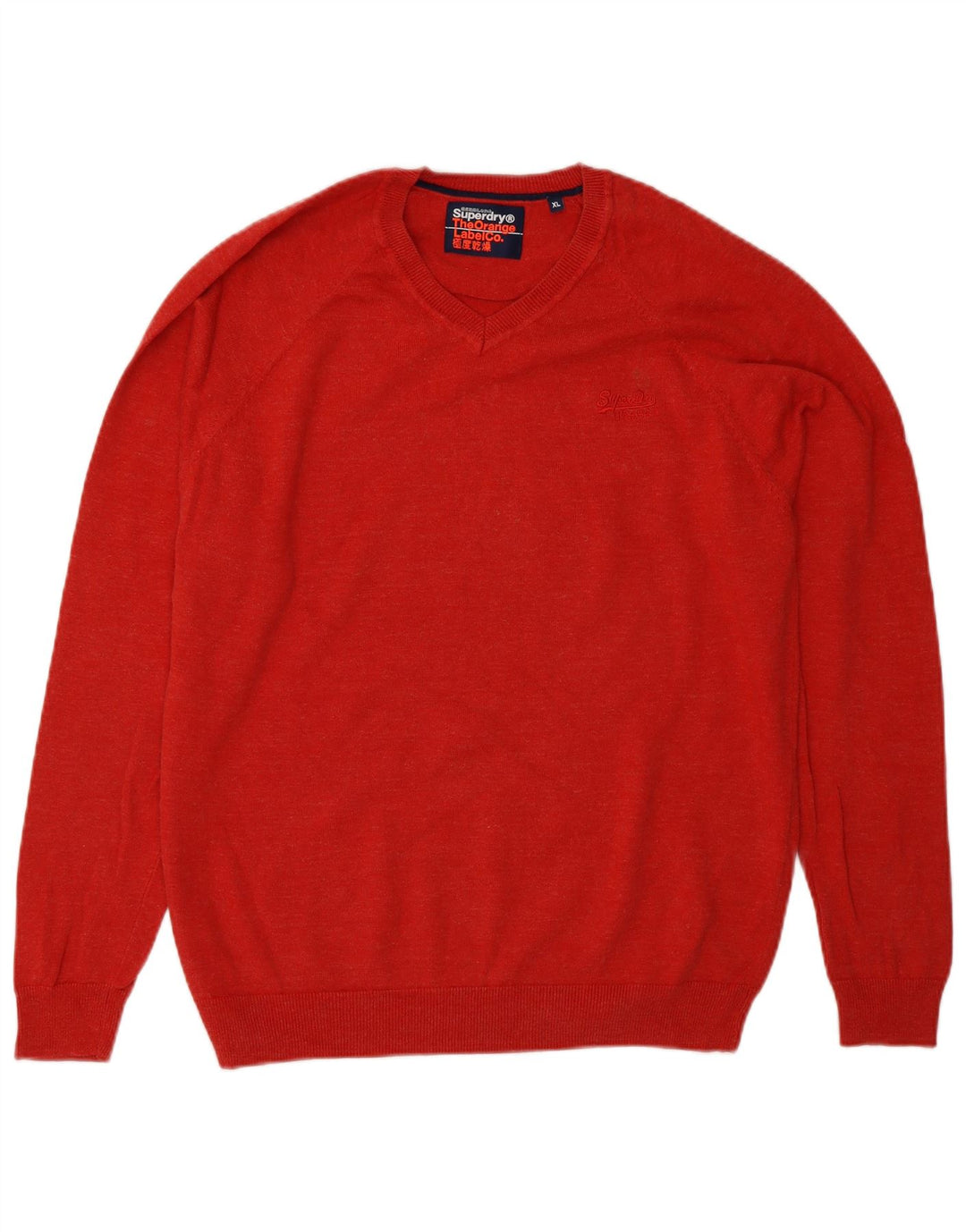 Maglione da uomo con scollo a V Superdry XL in cotone rosso