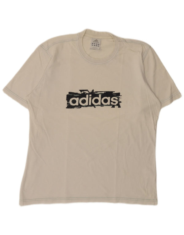 T-shirt grafica da uomo Adidas Top in cotone bianco medio