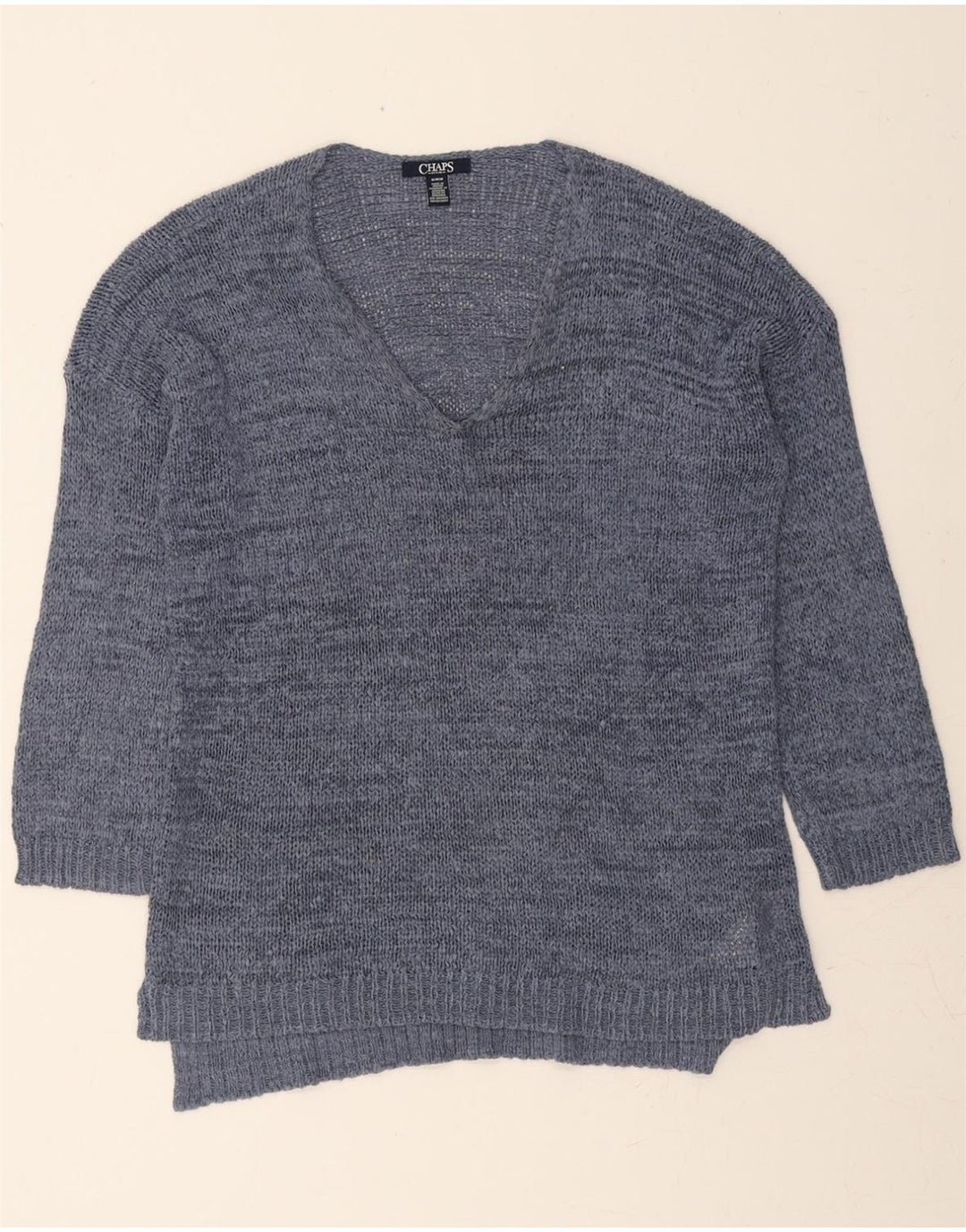 CHAPS Womens V-Neck Jumper Sweater UK 14 Medium Blue Acrylic Vintage Chaps and Second-Hand Chaps from Messina Hembry 