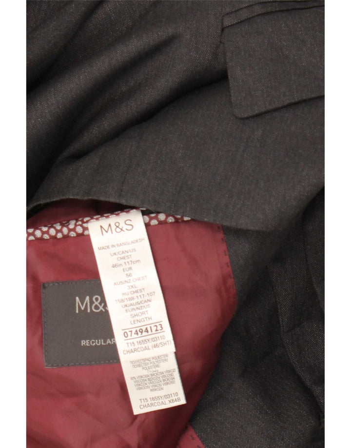 Marks & Spencer Giacca corta da uomo a 2 bottoni UK 46 3XL Poliestere grigio