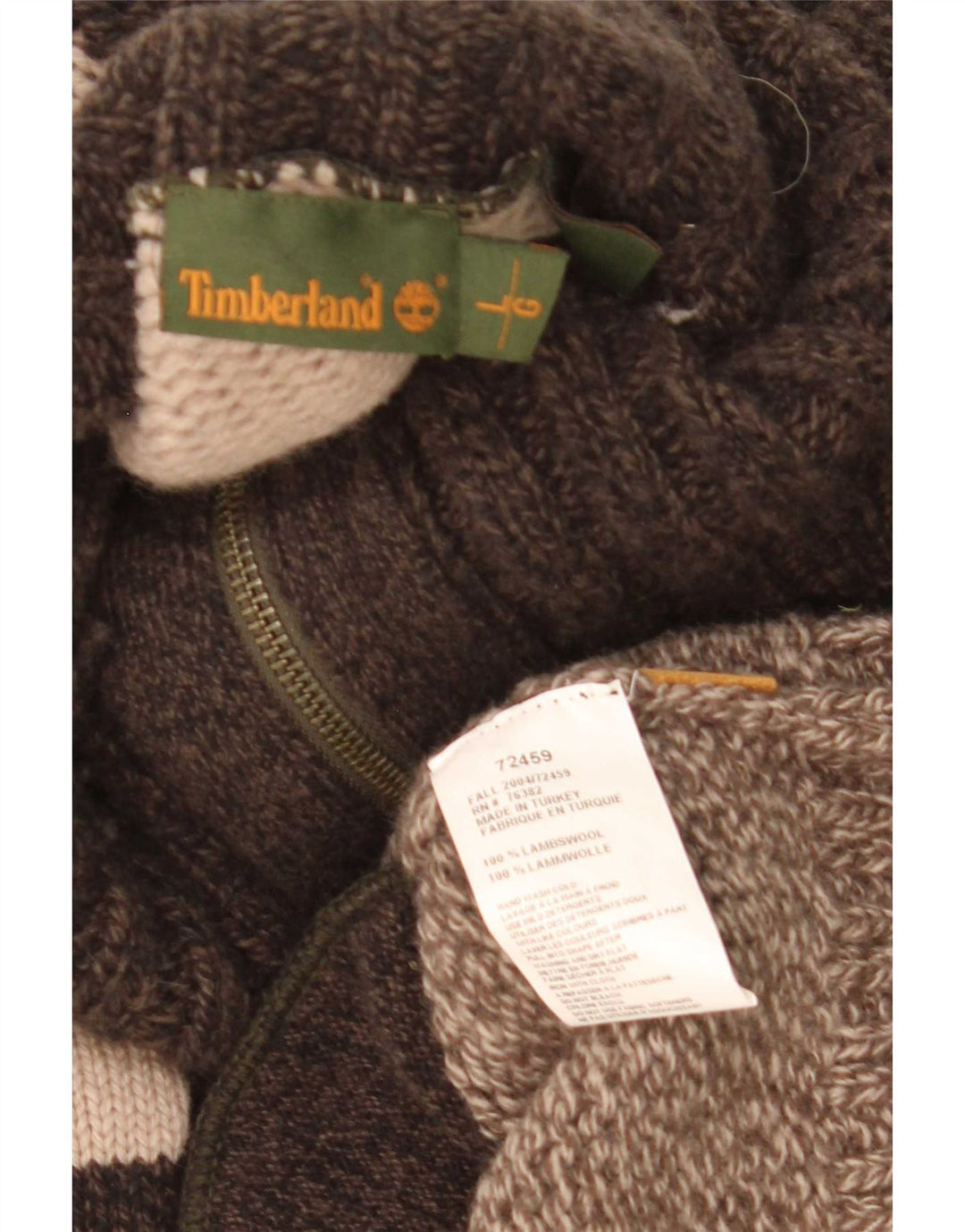 Maglione cardigan da uomo Timberland grande lana d'agnello color block marrone