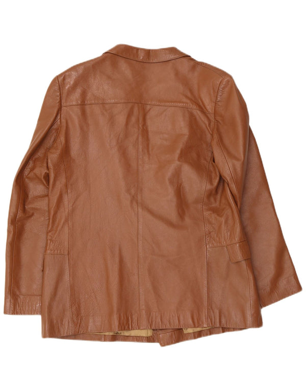 Giacca Blazer in Pelle Doppio Petto da Donna Anfor IT 44 Marrone Medio