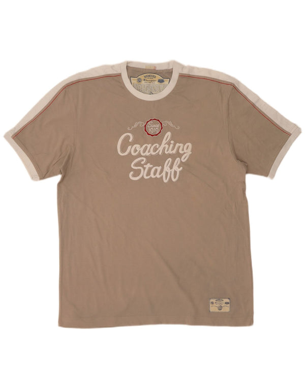 T-shirt grafica Champion da uomo di facile vestibilità, taglia grande, in cotone color block grigio