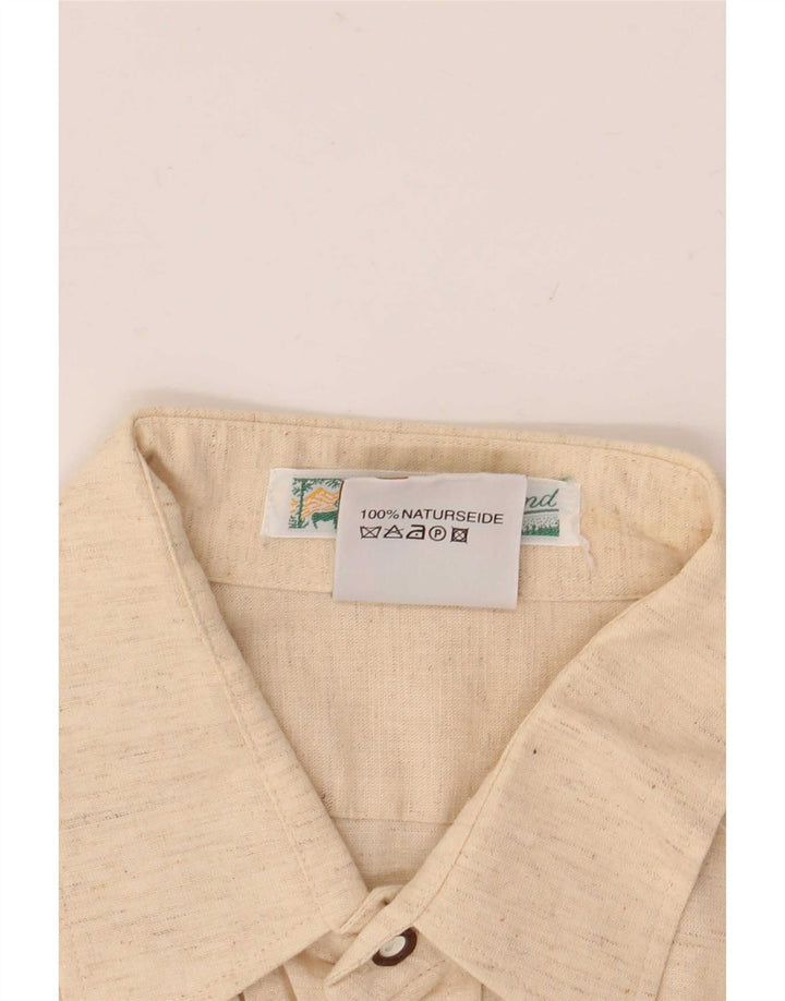 Camicia vintage da uomo taglia 40 in seta beige media