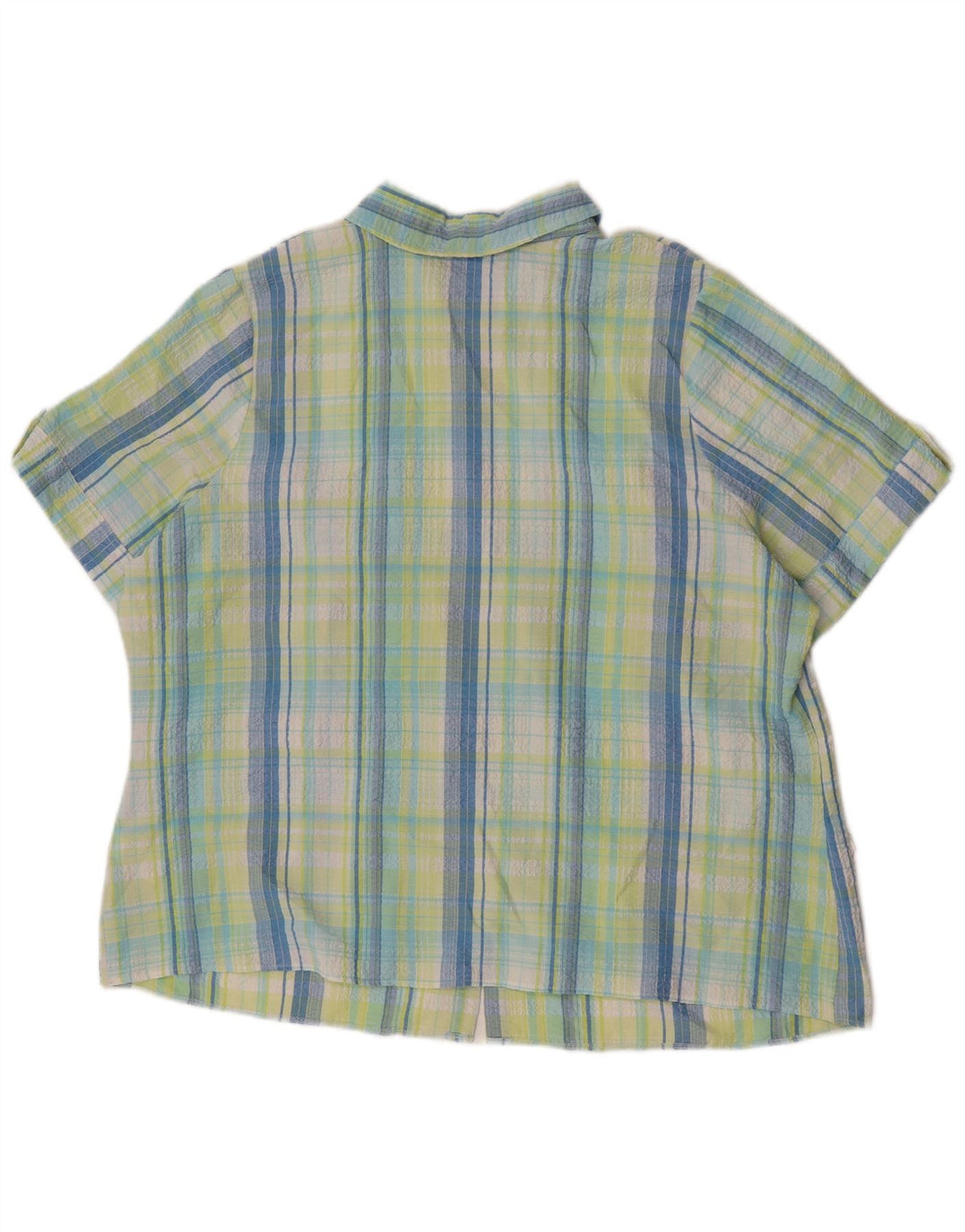 Camicia a maniche corte da donna Marks & Spencer UK 22 3XL Poliestere a quadri verdi