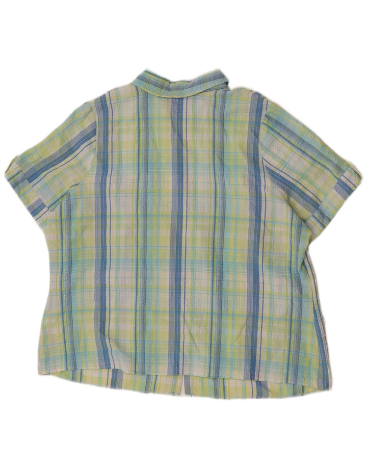 Camicia a maniche corte da donna Marks & Spencer UK 22 3XL Poliestere a quadri verdi
