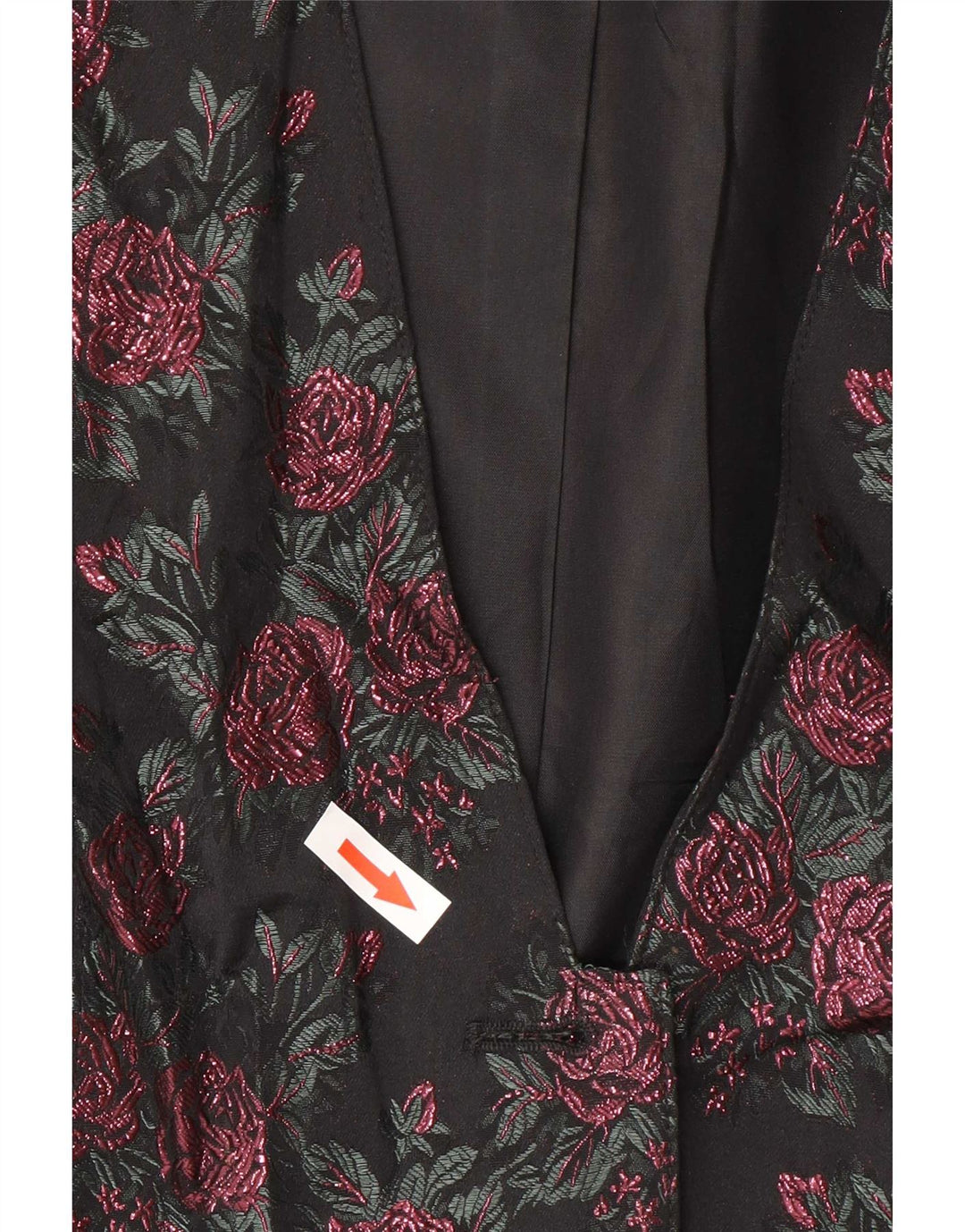 Giacca blazer vintage da donna a 3 bottoni UK 16 grande acetato floreale nero