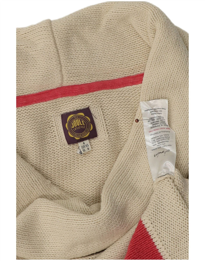 Maglione maglione con collo a scialle da donna Joules UK 8 piccolo bianco sporco